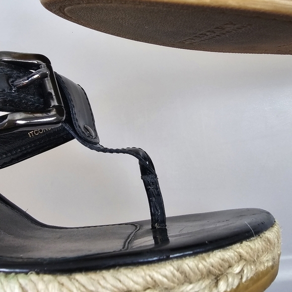Burberry Black Patent Nova Check Espadrilles Wedge Sandals in 40 (10) - Picture 6 of 11